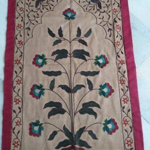Handmade Embroidery Wallhanging Mughal Flower , Silk Wallhanging , home decor
