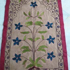 Handmade Embroidery Wallhanging Mughal Flower , Silk Wallhanging , Home Decor