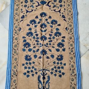 Vintage Handmade Embroidery Wallhanging, Mughal Tapestry, Hand Embroidered Wallhanging, Silk Wallhanging,blue flower Embroidery Wallhanging