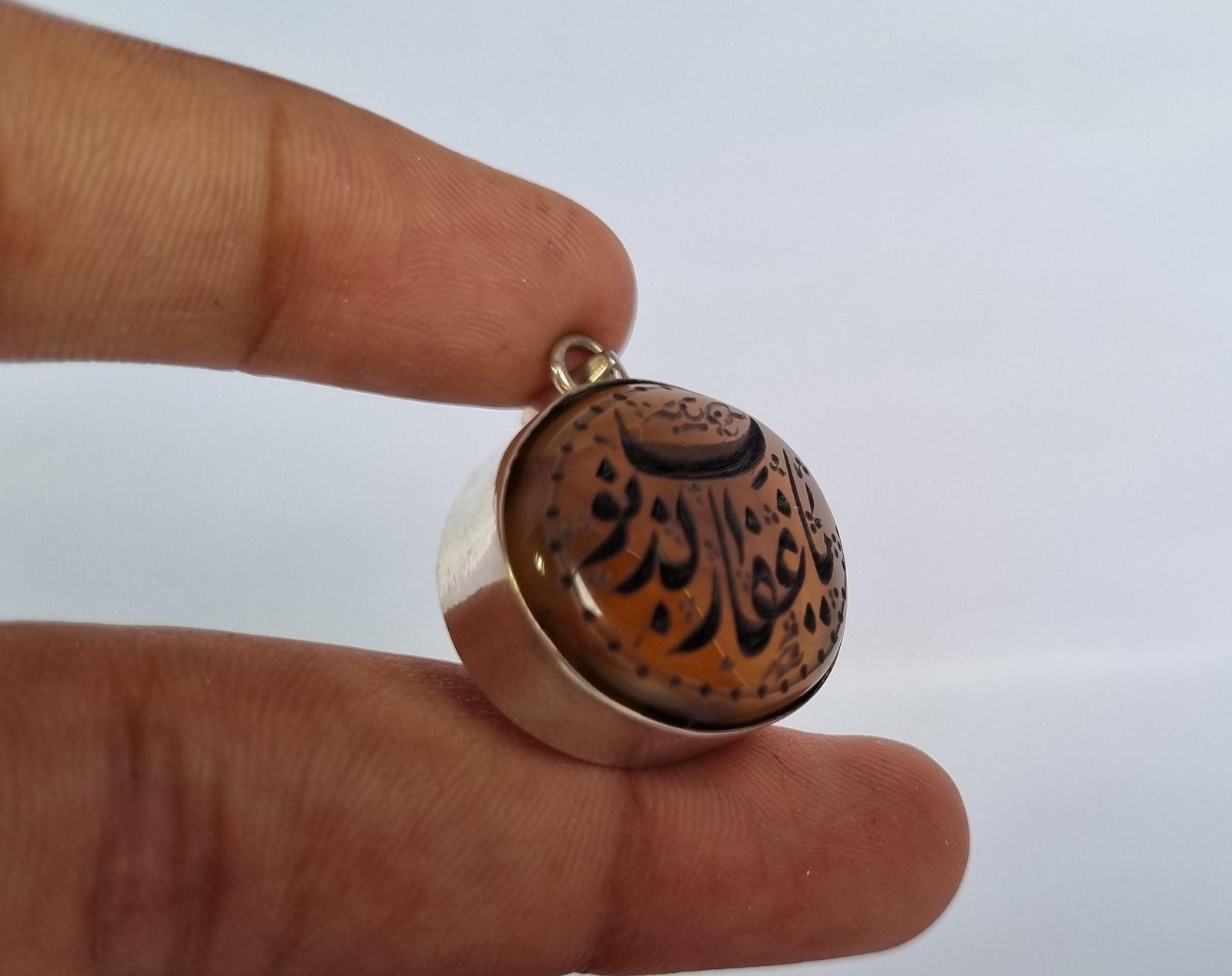 Islamic Aqeeq Pendant , Islamic Jewelery ,ALLAH Name Necklace,Pendant Akik, Natural Aqeeq Pendant, Engraved Aqeeq Pendant,silver aqeeq gift - Image 5