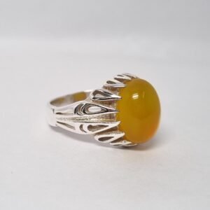 Natural Yellow Aqeeq (Agate) Ring , Yellow Agate Ring, Silver Aqeeq Ring , Handmade Ring, Gifts for him , Yellow Stone Ring , Islamic Ring