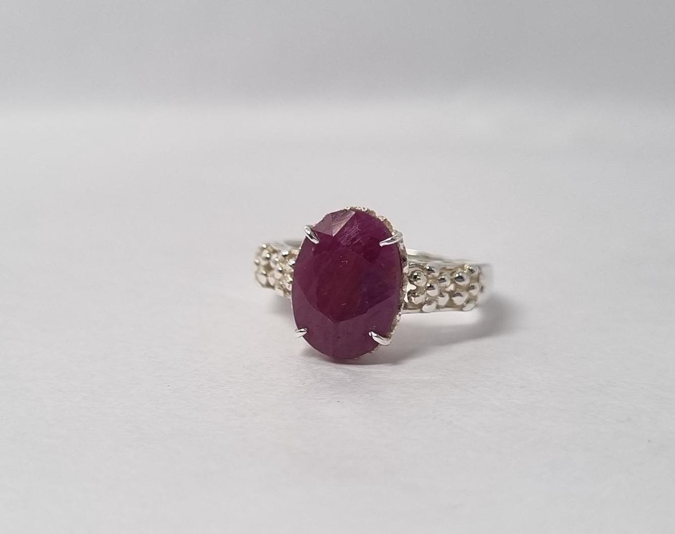 Oval Ruby Ring , Natural Ruby Ring, 925 sterling silver Ring , Gift For Anniversary, Designer Ring,Faceted Ruby Ring,Red Gemstone Ring,Ruby - Image 2