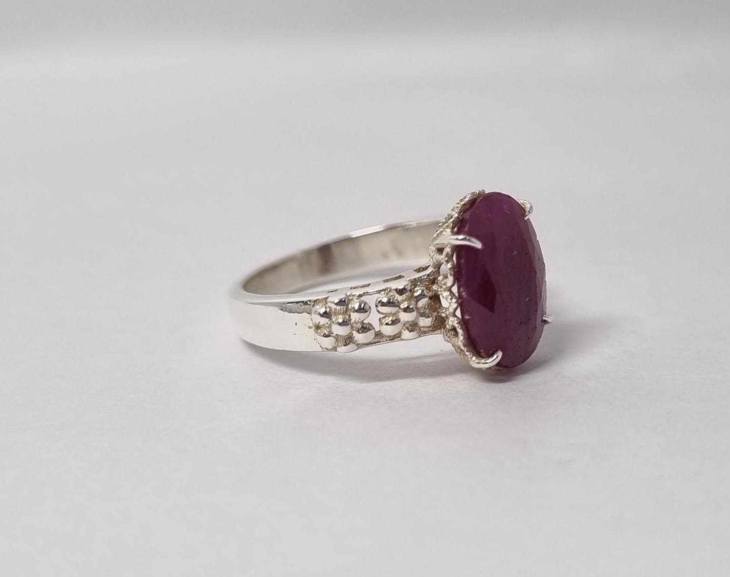Oval Ruby Ring , Natural Ruby Ring, 925 sterling silver Ring , Gift For Anniversary, Designer Ring,Faceted Ruby Ring,Red Gemstone Ring,Ruby - Image 3