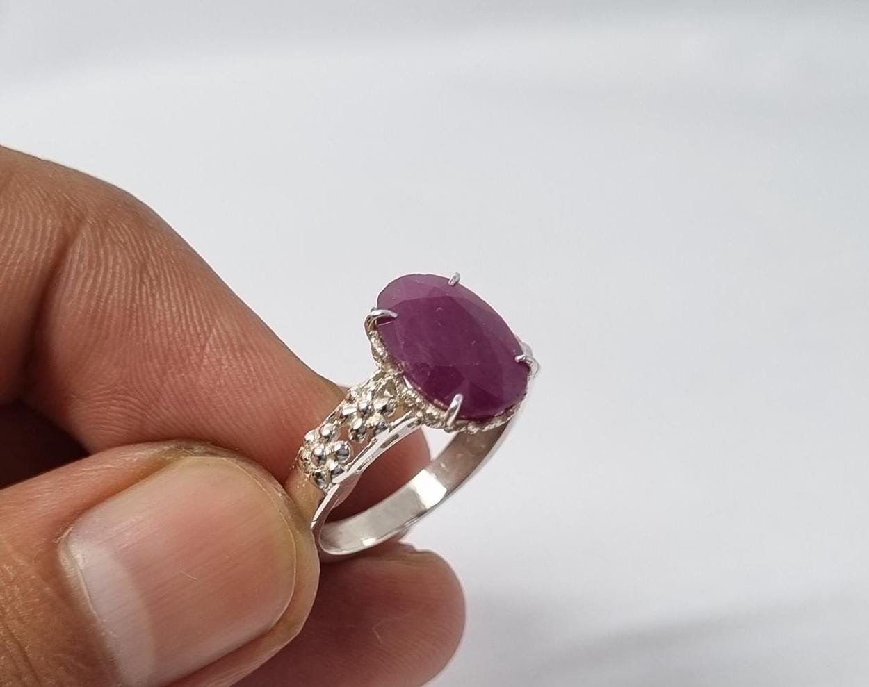 Oval Ruby Ring , Natural Ruby Ring, 925 sterling silver Ring , Gift For Anniversary, Designer Ring,Faceted Ruby Ring,Red Gemstone Ring,Ruby - Image 6