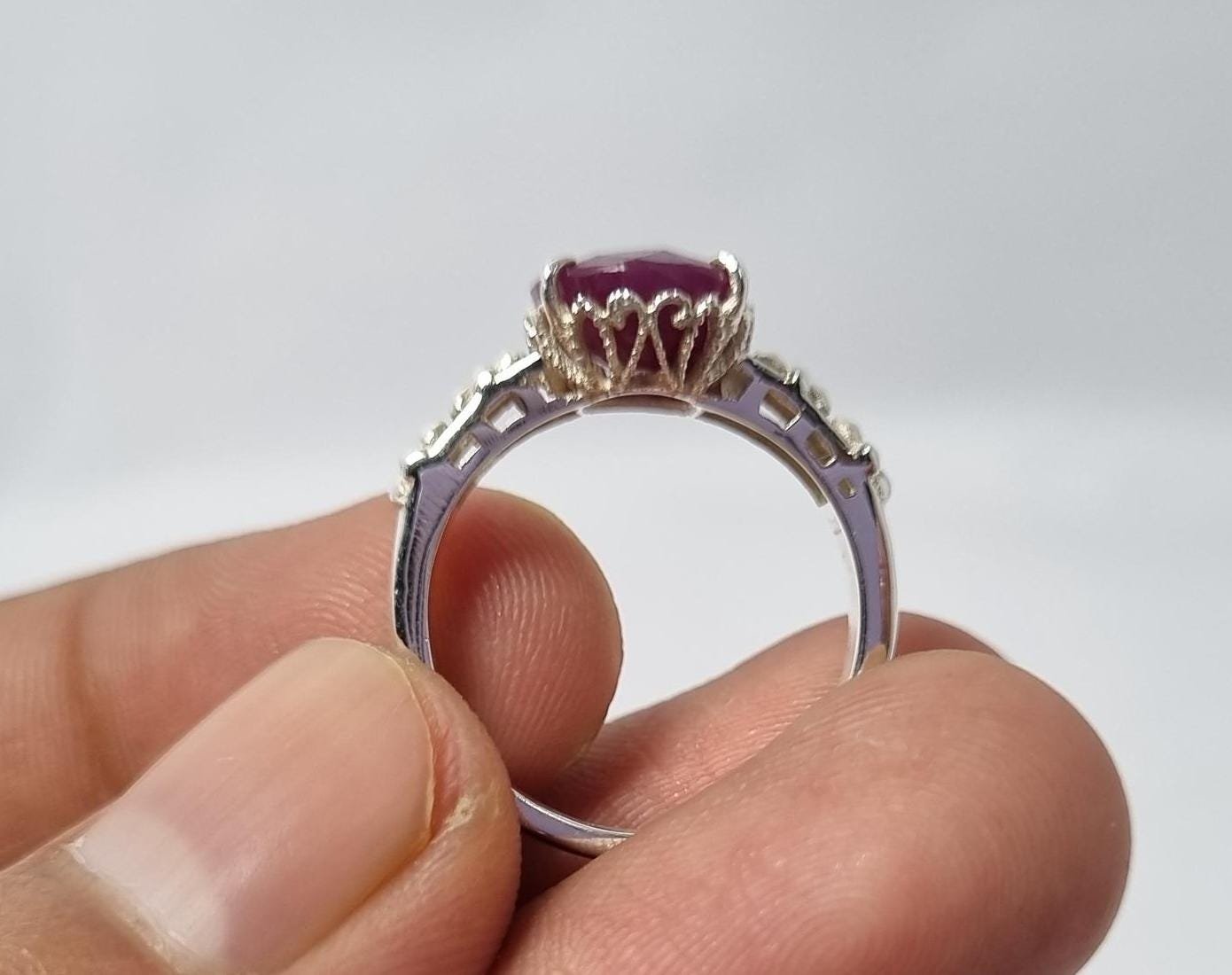 Oval Ruby Ring , Natural Ruby Ring, 925 sterling silver Ring , Gift For Anniversary, Designer Ring,Faceted Ruby Ring,Red Gemstone Ring,Ruby - Image 7