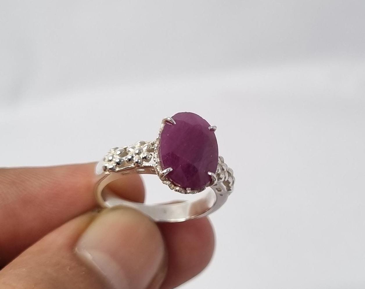 Oval Ruby Ring , Natural Ruby Ring, 925 sterling silver Ring , Gift For Anniversary, Designer Ring,Faceted Ruby Ring,Red Gemstone Ring,Ruby - Image 9