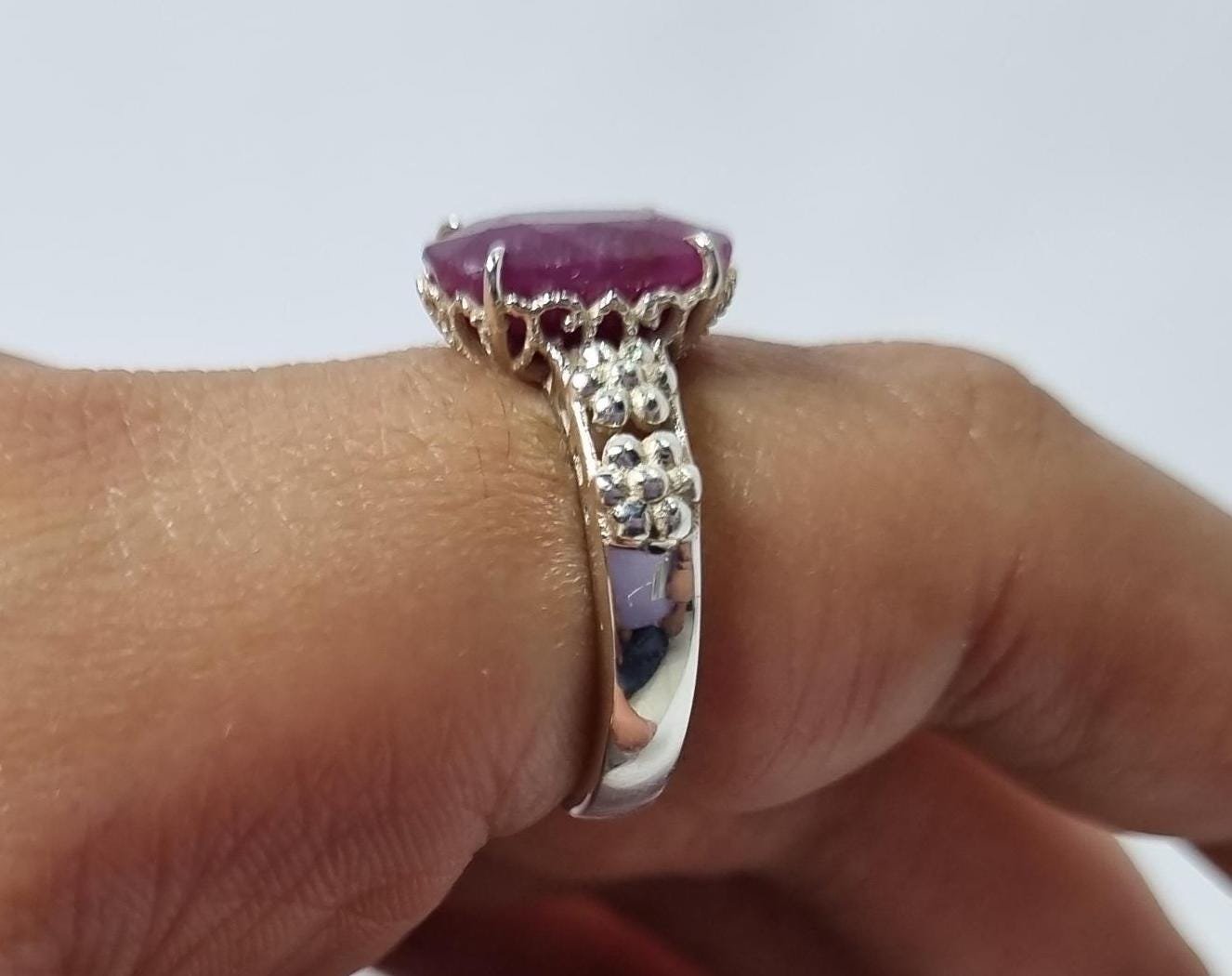 Oval Ruby Ring , Natural Ruby Ring, 925 sterling silver Ring , Gift For Anniversary, Designer Ring,Faceted Ruby Ring,Red Gemstone Ring,Ruby - Image 10