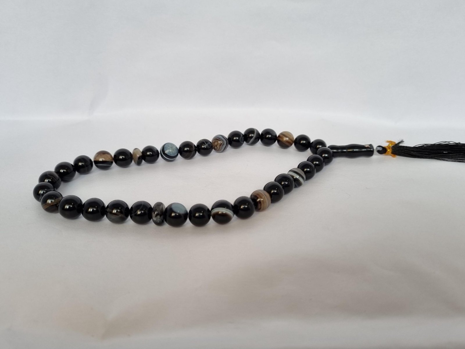 33 Beads Sulemani Aqeeq Tasbih ,Natural Black Agate Tasbih , Rosary Beads Tasbih ,Tasbeeh,33 Beads Tasbih, Misbaha,Agate Tasbih,Prayer Beads - Image 7