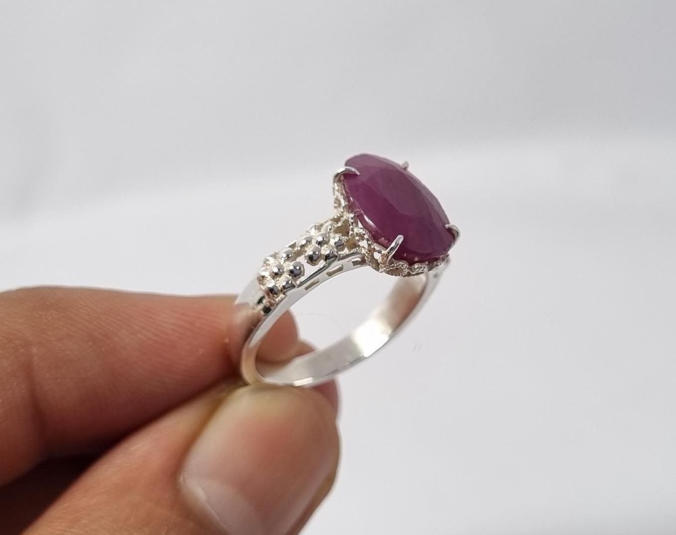 Oval Ruby Ring , Natural Ruby Ring, 925 sterling silver Ring , Gift For Anniversary, Designer Ring,Faceted Ruby Ring,Red Gemstone Ring,Ruby - Image 8