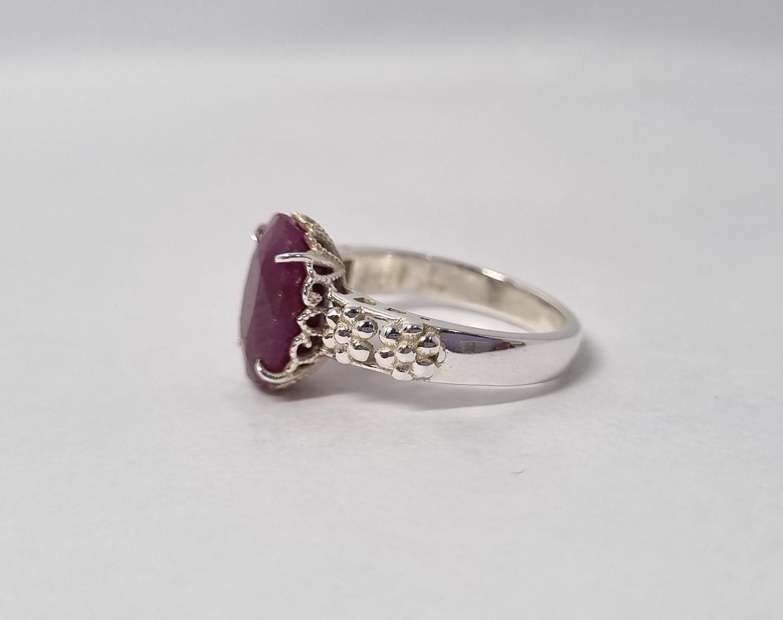 Oval Ruby Ring , Natural Ruby Ring, 925 sterling silver Ring , Gift For Anniversary, Designer Ring,Faceted Ruby Ring,Red Gemstone Ring,Ruby - Image 4