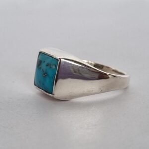 Turquoise Signet Ring , Copper Turquoise Ring, Handmade Turquoise Ring, Sterling Silver Ring,squared Turquoise Ring, gifts for brother,Rings