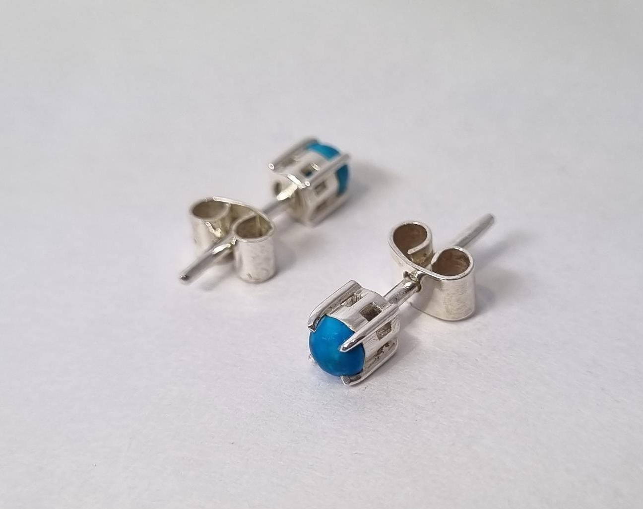 Natural Turquoise Stud Earrings, Turquoise Earring ,silver Turquoise Earrings, Stud Earring , Gift for her,925 Silver Earrings,Blue Earring - Image 6