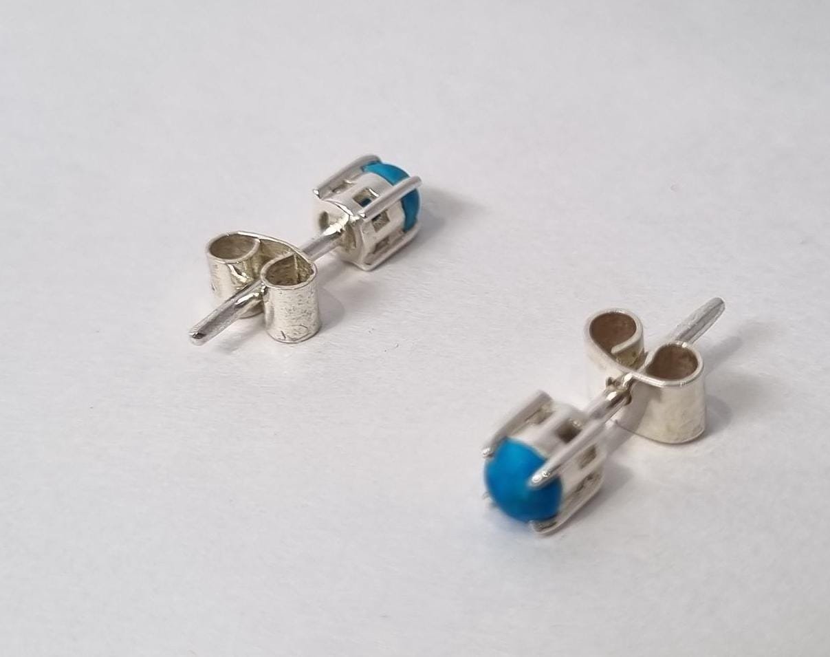 Natural Turquoise Stud Earrings, Turquoise Earring ,silver Turquoise Earrings, Stud Earring , Gift for her,925 Silver Earrings,Blue Earring - Image 9