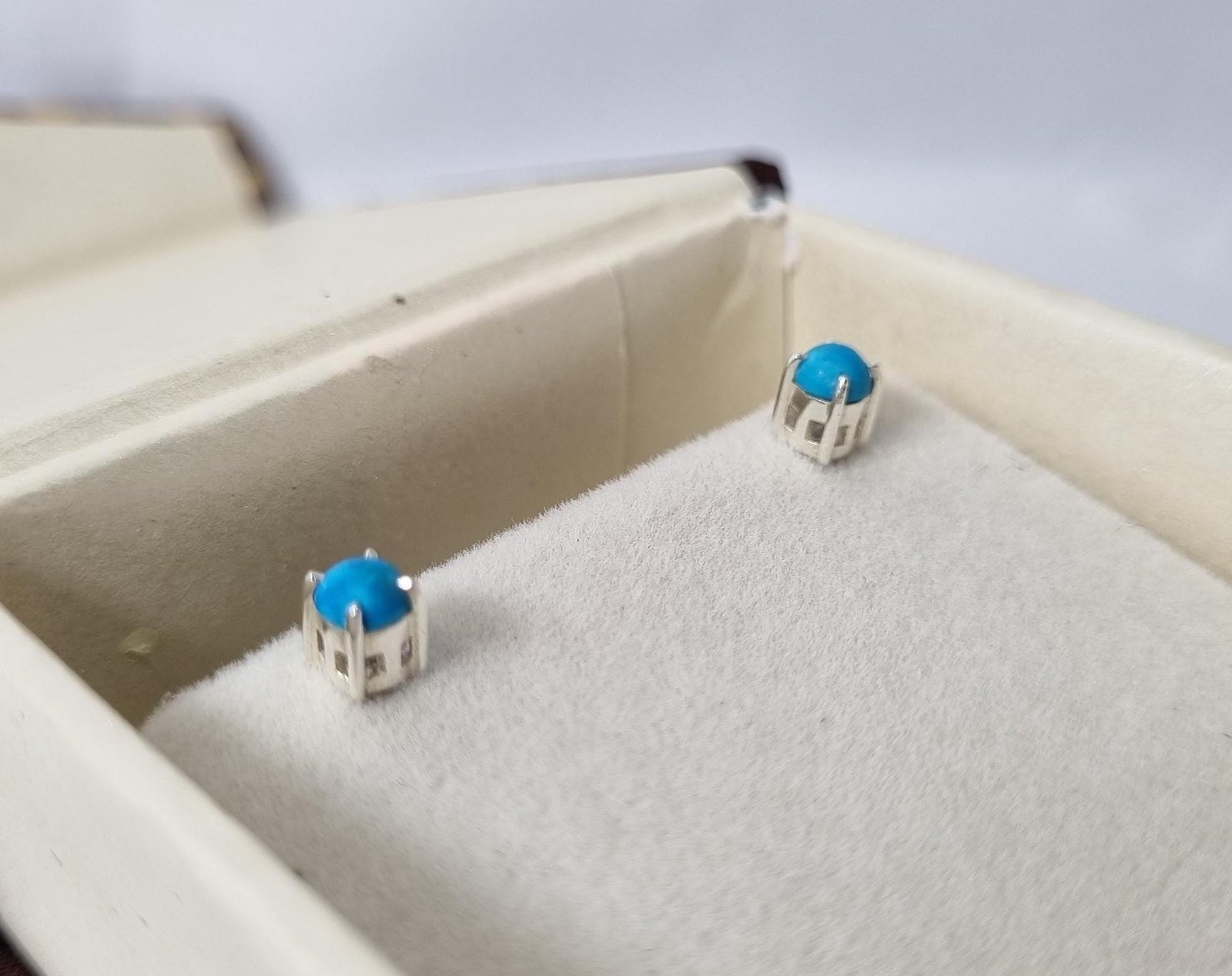 Natural Turquoise Stud Earrings, Turquoise Earring ,silver Turquoise Earrings, Stud Earring , Gift for her,925 Silver Earrings,Blue Earring - Image 7