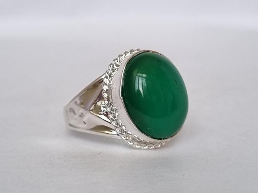 Handmade Green Onyx Ring, Onyx Ring , Gemstone Ring, sword Ring , Islamic ring, Unique design onyx ring , Rings for gift ,Handmade Ring,Gift