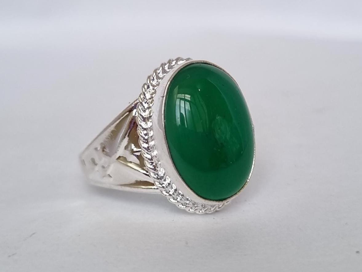 Handmade Green Onyx Ring, Onyx Ring , Gemstone Ring, sword Ring , Islamic ring, Unique design onyx ring , Rings for gift ,Handmade Ring,Gift - Image 5