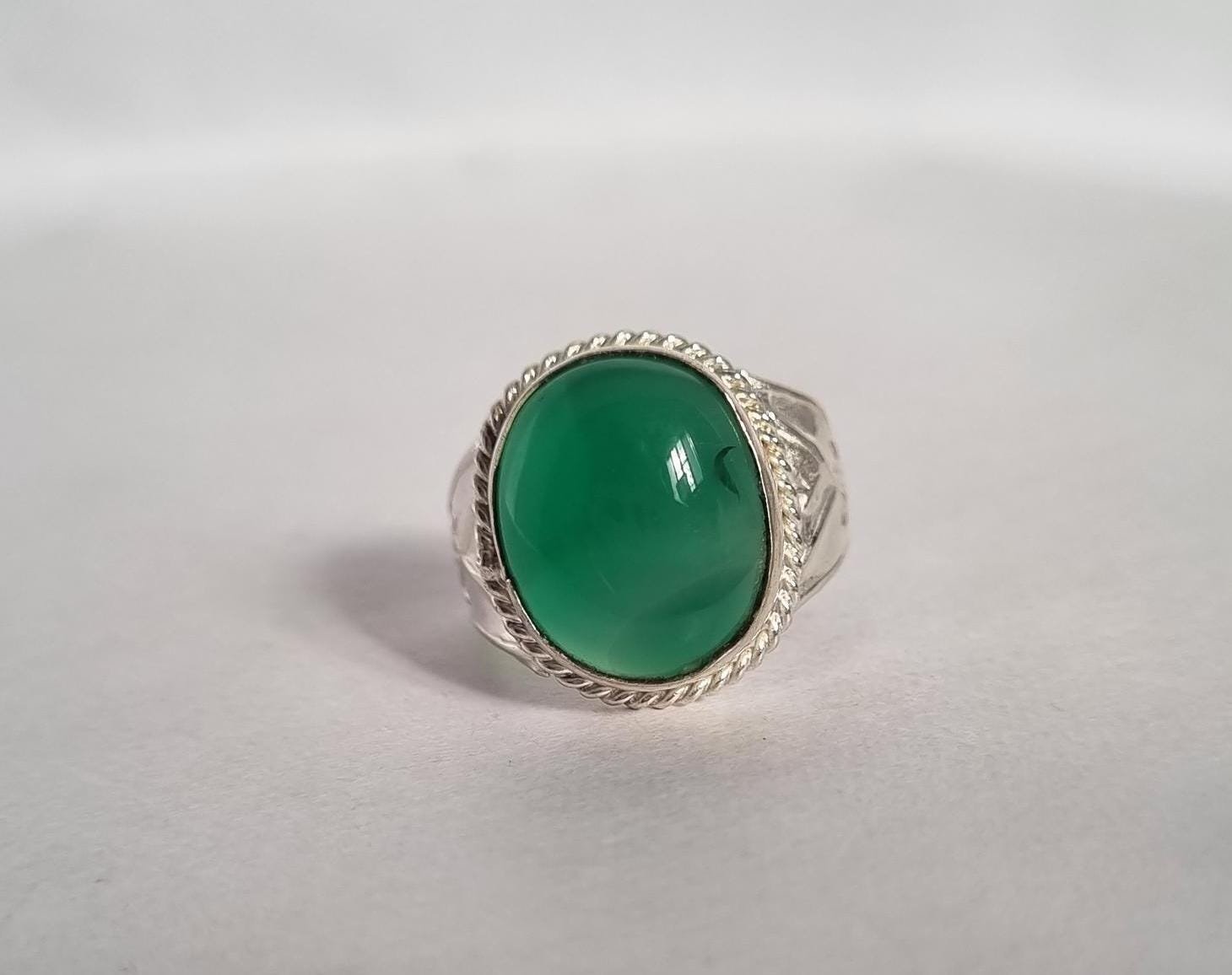 Handmade Green Onyx Ring, Onyx Ring , Gemstone Ring, sword Ring , Islamic ring, Unique design onyx ring , Rings for gift ,Handmade Ring,Gift - Image 3