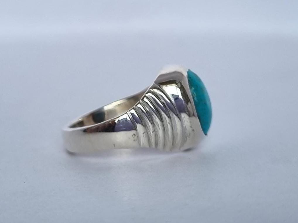 Handmade Turquoise Silver Ring, Silver Turquoise Ring, Turquoise jewelry, Handmade silver ring, Best gifts for mom , jewelry gifts , Rings - Image 3