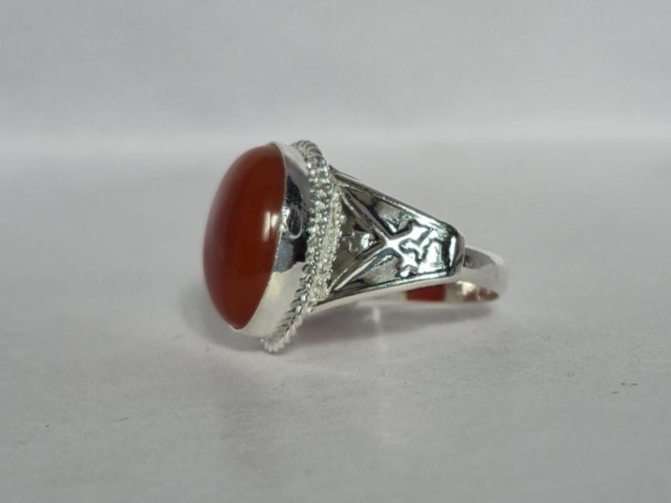 Natural Red Aqeeq (Agate) Ring, Aqeeq Ring ,Red Agate Ring, Yemeni Aqeeq Ring,aqeek Ring,Islamic Aqeeq Ring,Aqeeq Jewelry,Everyday wear Ring - Image 6