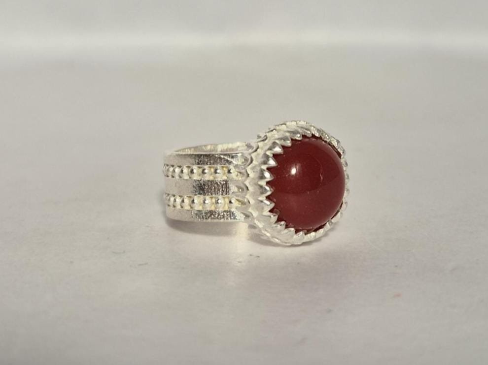 Natural Red Aqeeq (Agate) Ring, Aqeeq Ring ,Red Agate Ring, Yemeni Aqeeq Ring,aqeek Ring,Islamic Aqeeq Ring,Aqeeq Jewelry,Everyday wear Ring - Image 4