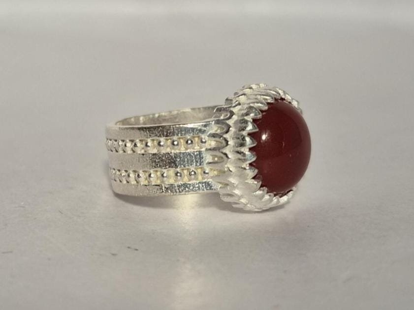 Natural Red Aqeeq (Agate) Ring, Aqeeq Ring ,Red Agate Ring, Yemeni Aqeeq Ring,aqeek Ring,Islamic Aqeeq Ring,Aqeeq Jewelry,Everyday wear Ring - Image 7