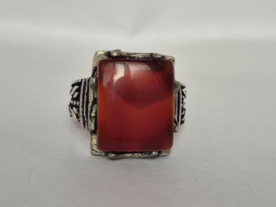 Natural Red Aqeeq (Agate) Ring, Aqeeq Ring ,Red Agate Ring, Yemeni Aqeeq Ring,aqeek Ring,Islamic Aqeeq Ring,Aqeeq Jewelry,Everyday wear Ring - Image 3