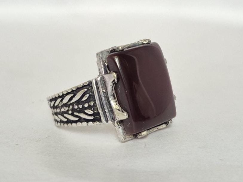 Natural Red Aqeeq (Agate) Ring, Aqeeq Ring ,Red Agate Ring, Yemeni Aqeeq Ring,aqeek Ring,Islamic Aqeeq Ring,Aqeeq Jewelry,Everyday wear Ring - Image 3