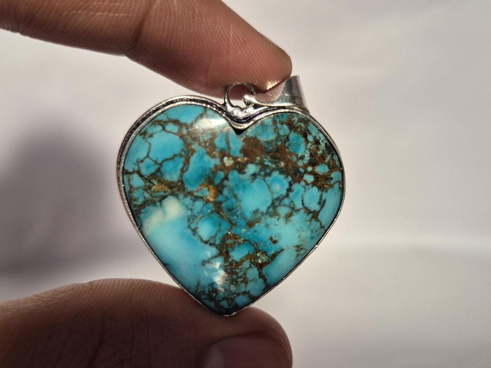 Turquoise Heart Pendant, Tibetan Turquoise Pendant, Turquoise Necklace, Gift for Her, Gift for Loved ones, Heart gemstone pendant, Gifts - Image 5