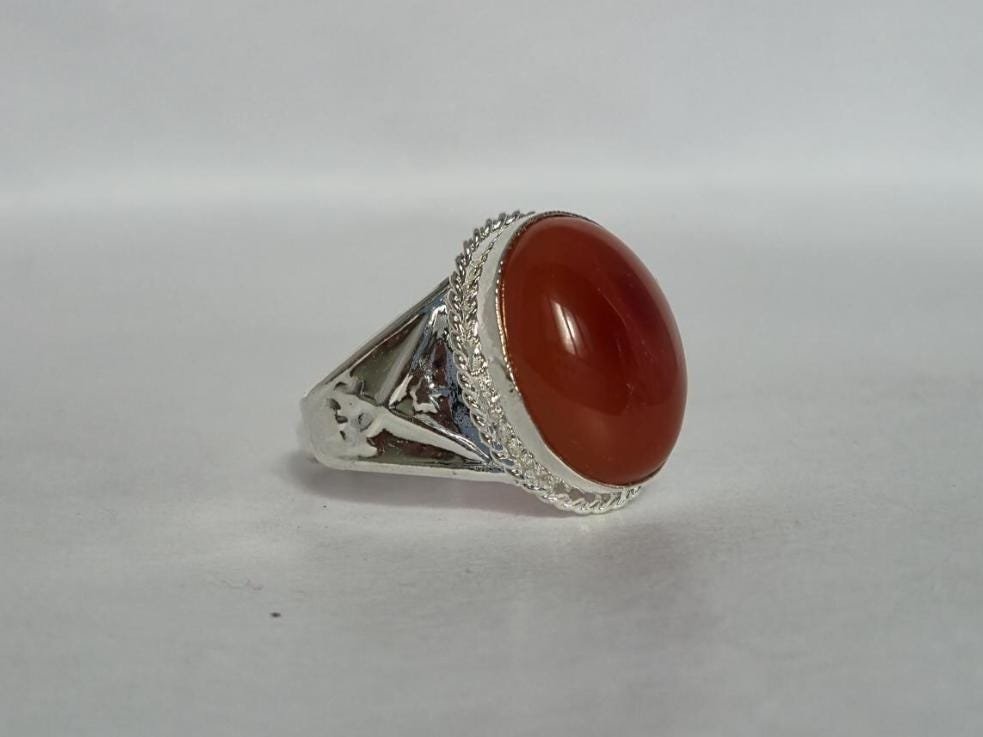 Natural Red Aqeeq (Agate) Ring, Aqeeq Ring ,Red Agate Ring, Yemeni Aqeeq Ring,aqeek Ring,Islamic Aqeeq Ring,Aqeeq Jewelry,Everyday wear Ring