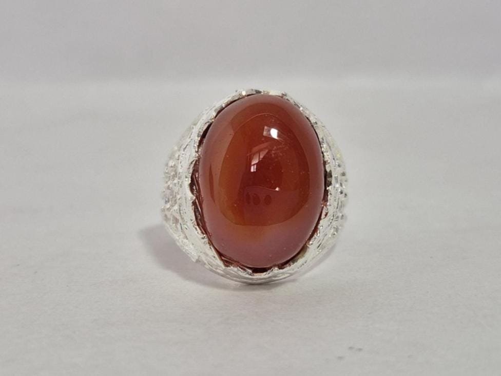 Natural Red Aqeeq (Agate) Ring, Aqeeq Ring ,Red Agate Ring, Yemeni Aqeeq Ring,aqeek Ring,Islamic Aqeeq Ring,Aqeeq Jewelry,Everyday wear Ring - Image 3