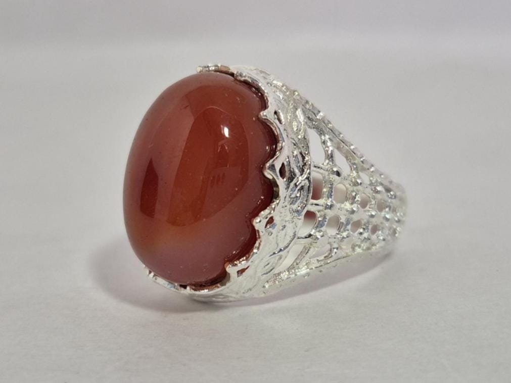 Natural Red Aqeeq (Agate) Ring, Aqeeq Ring ,Red Agate Ring, Yemeni Aqeeq Ring,aqeek Ring,Islamic Aqeeq Ring,Aqeeq Jewelry,Everyday wear Ring - Image 7