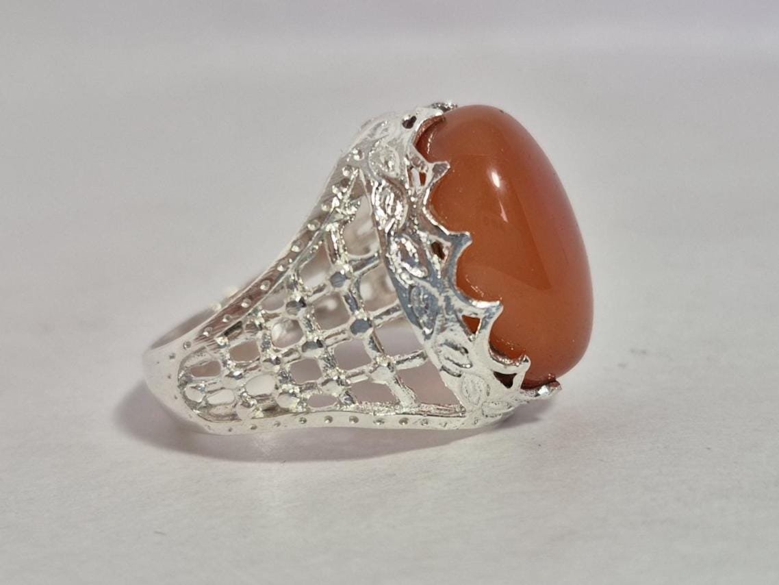 Natural Aqeeq (Agate) Ring , Red Agate Ring , Suleimani Aqeeq Ring ,Ringfor gift ,Everyday ring,Yemeni Aqeeq ,Islamic Ring, Red akik ring - Image 5