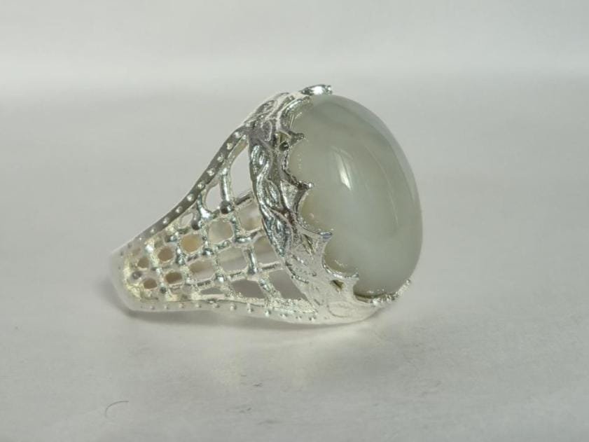 White Agate ring , agate ring ,Unique design ring, Aqeeq Ring , Unique design Ring, White Gemstone Ring,Handmade Aqeeq Ring,Handmade Jewelry - Image 6