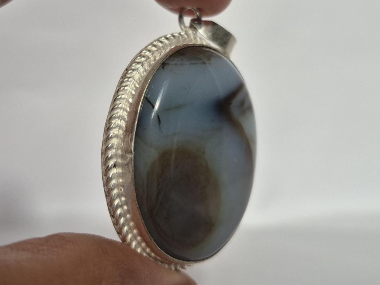Blue Lace Agate Pendant, Agate pendant, Agate Jewelry, Gifts for her, Everyday wear pendant, Aqeeq pendant, Aqeeq Necklace, Unique jewelry - Image 8