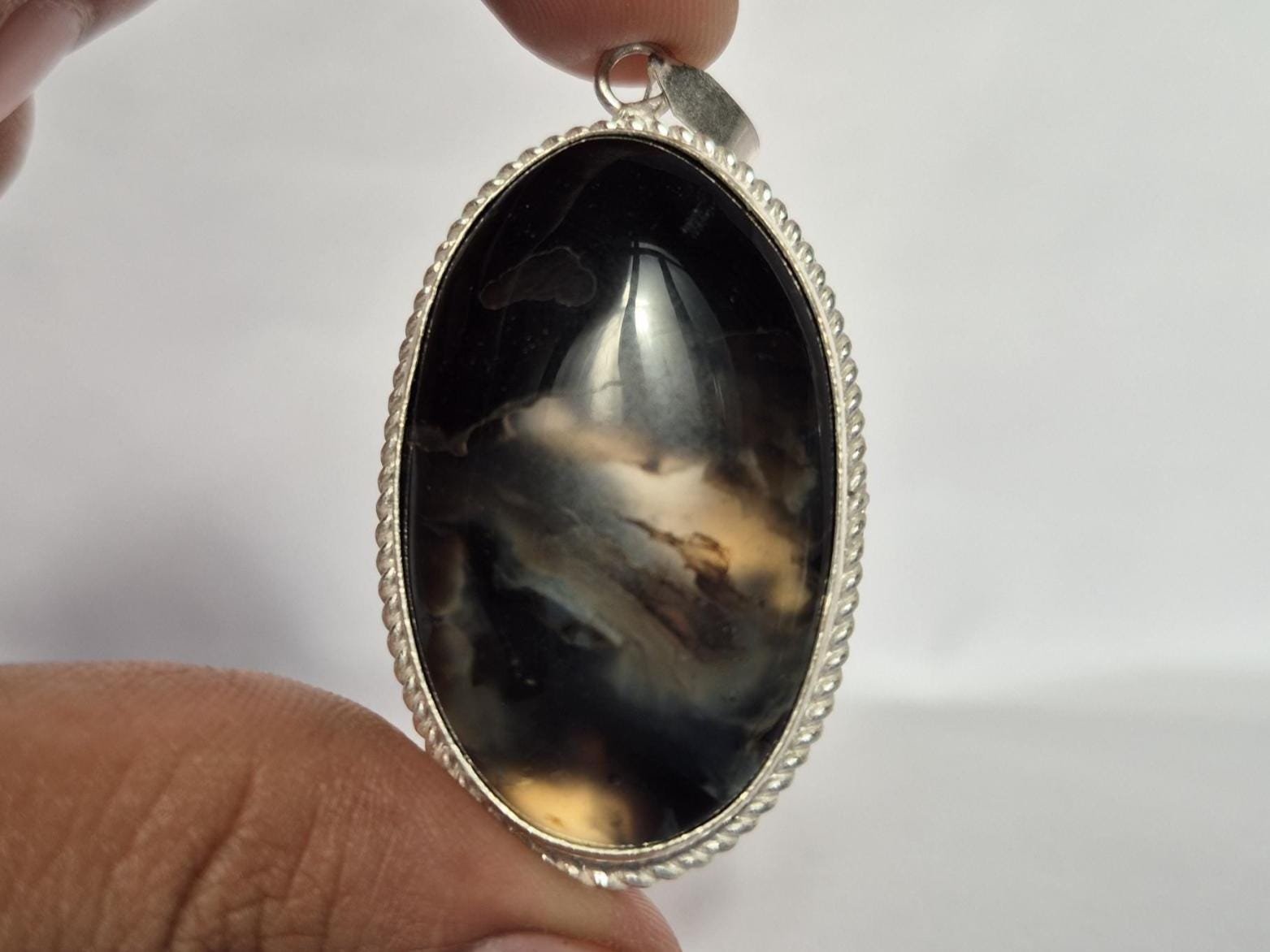 Natural Black Agate Pendant, Black Aqeeq , Gift for her ,Suleimani Aqeeq Pendant, Black Gemstone pendant, Black Aqeeq pendant,casual jewelry - Image 9