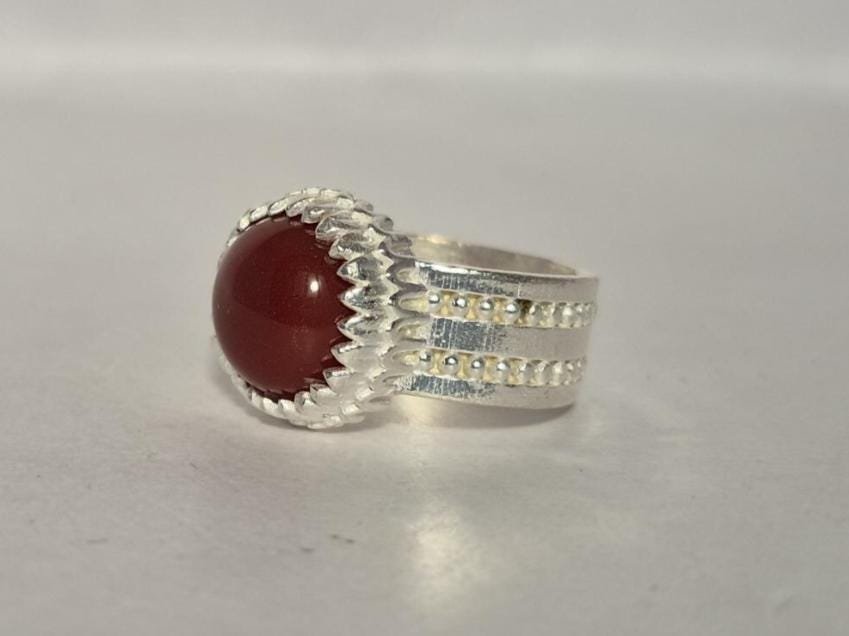 Natural Red Aqeeq (Agate) Ring, Aqeeq Ring ,Red Agate Ring, Yemeni Aqeeq Ring,aqeek Ring,Islamic Aqeeq Ring,Aqeeq Jewelry,Everyday wear Ring - Image 6