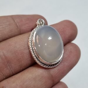 White Agate Pendant , agate Pendant , rope design Pendant, Aqeeq Jewelry , Unique Pendant, White Gemstone Pendant ,Handmade Aqeeq Pendant