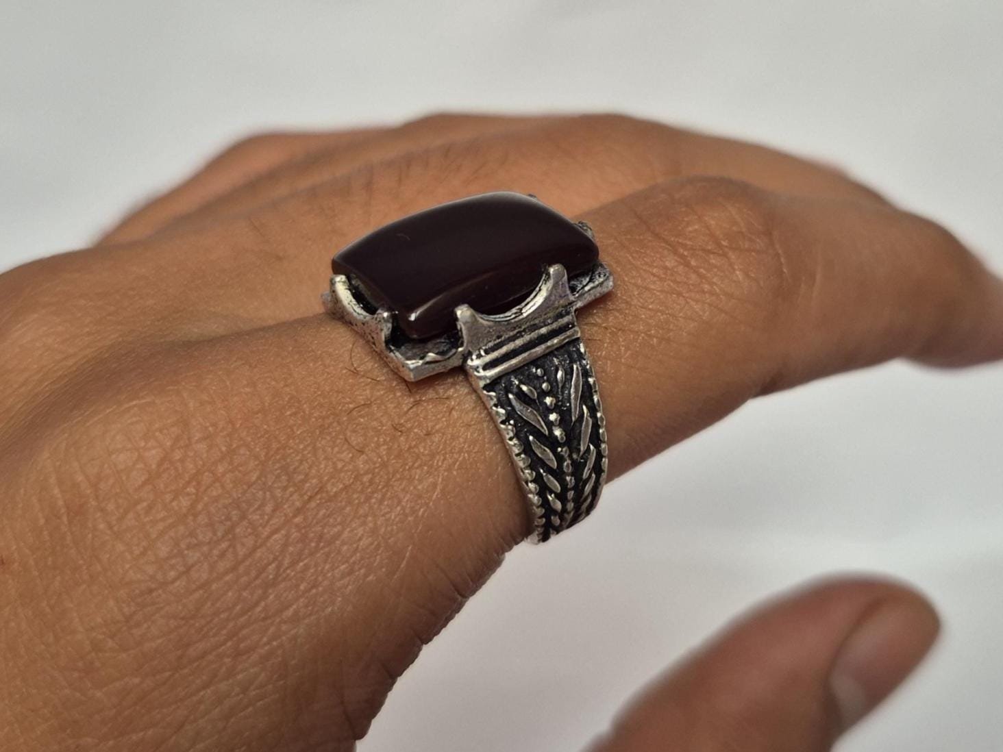 Natural Red Aqeeq (Agate) Ring, Aqeeq Ring ,Red Agate Ring, Yemeni Aqeeq Ring,aqeek Ring,Islamic Aqeeq Ring,Aqeeq Jewelry,Everyday wear Ring - Image 5