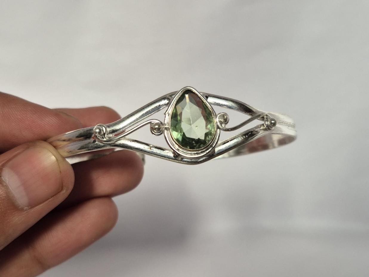 Amethyst Adjustable Bangle, Bangle ,Green gemstone Bracelet, Adjustable Bangle, Gift For Her ,Gift For Love, Everyday Bangle,Handmade Bangle - Image 5