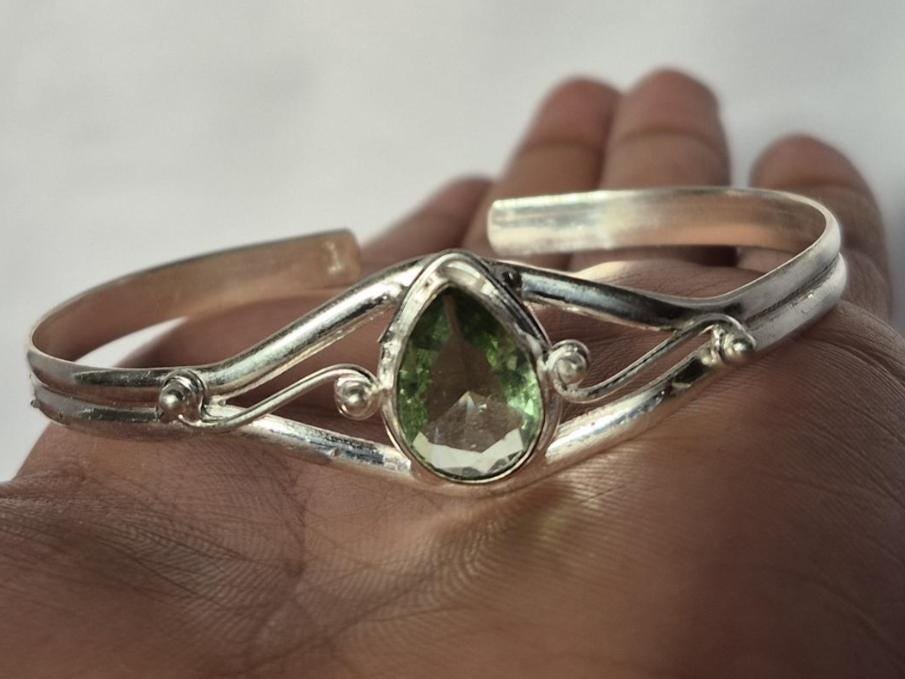 Amethyst Adjustable Bangle, Bangle ,Green gemstone Bracelet, Adjustable Bangle, Gift For Her ,Gift For Love, Everyday Bangle,Handmade Bangle - Image 8