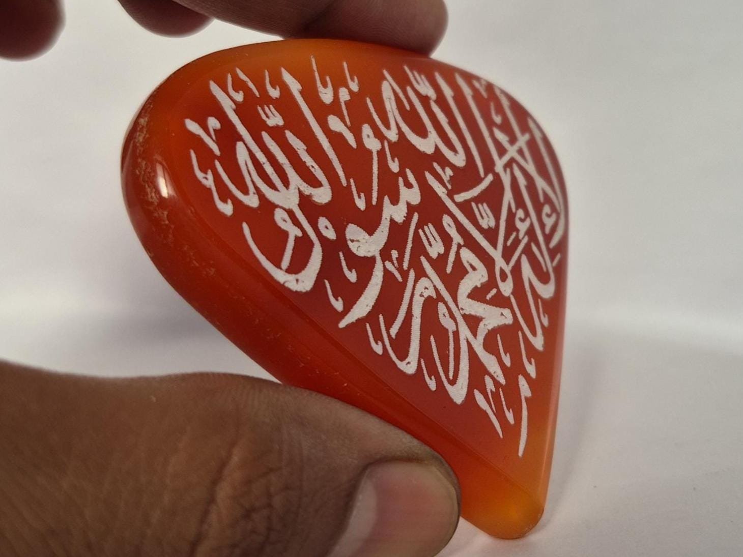 Islamic Aqeeq (Agate) Pendant, Red Aqeeq pendant,Islamic Calligraphy Engraved pendant, Islamic Necklace, Muslim Jewellery, kalima Engraved - Image 7