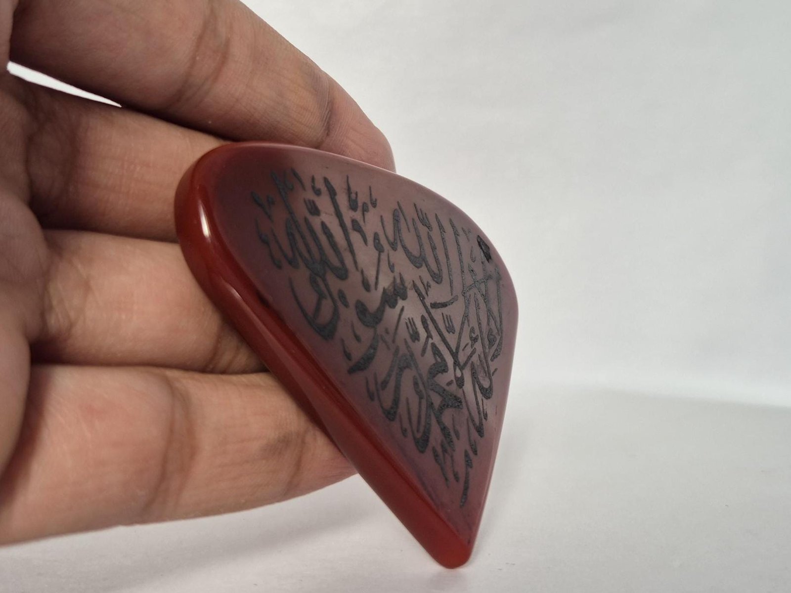 Islamic Aqeeq (Agate) Pendant, Red Aqeeq pendant,Islamic Calligraphy Engraved pendant, Islamic Necklace, Muslim Jewellery, kalima Engraved - Image 6