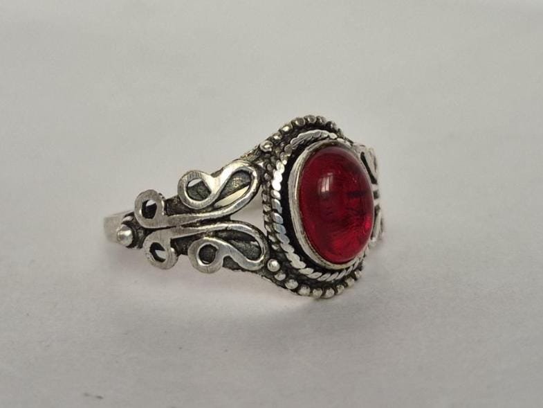 Red Garnet ring, red gemstone ring, boho statement ring, party wear ring, gifts for her, gifts for wife, Anniversary gift for her,Minimalist - Image 4