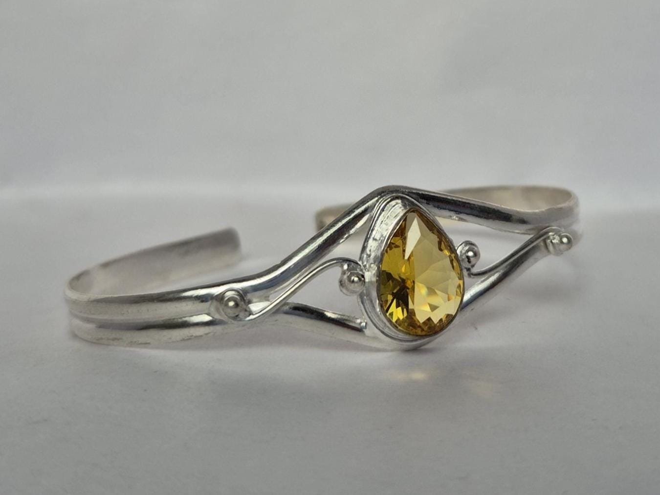 Citrine bangle, adjustable cuff bangle, Women bangle, Handmade Bangle, Adjustable Bangle, Everyday Bangle, Gift For love, Cuff Bangle ,Gift - Image 4