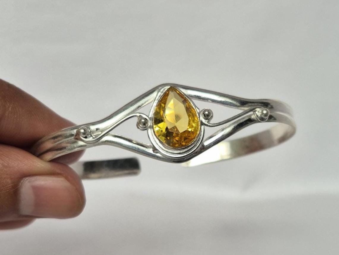 Citrine bangle, adjustable cuff bangle, Women bangle, Handmade Bangle, Adjustable Bangle, Everyday Bangle, Gift For love, Cuff Bangle ,Gift - Image 5