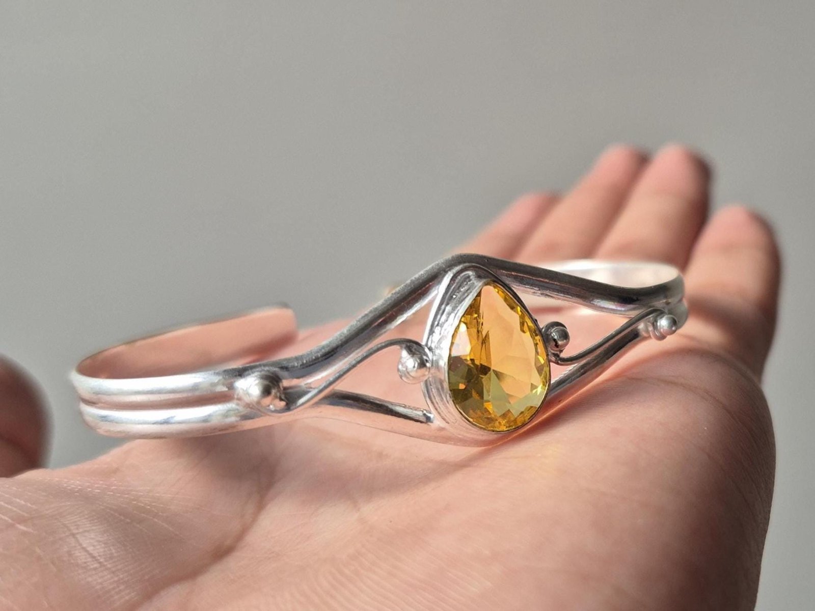 Citrine bangle, adjustable cuff bangle, Women bangle, Handmade Bangle, Adjustable Bangle, Everyday Bangle, Gift For love, Cuff Bangle ,Gift - Image 8