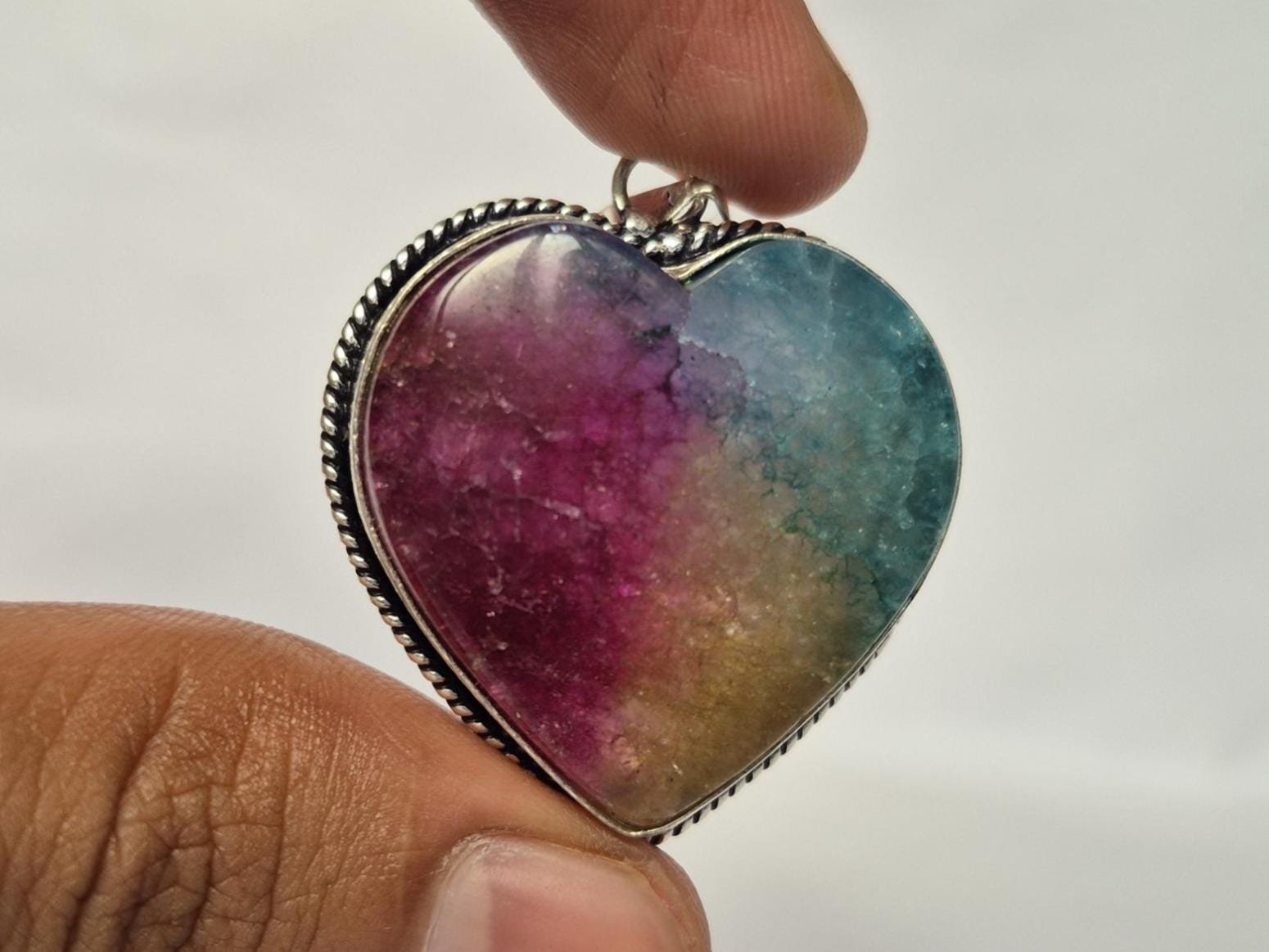 Agate Heart Pendant, Heart gemstone Pendant, Heart Necklace, Gift For Love, Anniversary Gifts, Valentines gift,Agate Heart Necklace ,jewelry - Image 6