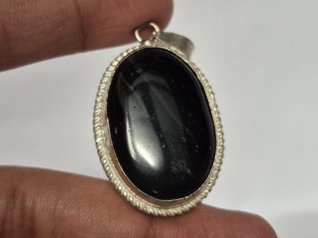 Natural Black Agate Pendant, Black Aqeeq pendant, agate necklace, Natural Gemstone pendant, black stone pendant, gifts for her ,Casual wear - Image 8