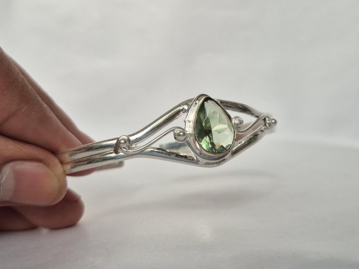 Amethyst Adjustable Bangle, Bangle ,Green gemstone Bracelet, Adjustable Bangle, Gift For Her ,Gift For Love, Everyday Bangle,Handmade Bangle - Image 7