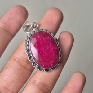 Oval Ruby Pendant, Handmade Ruby pendant, Ruby Necklace, boho jewelry, gifts for her, unique designer pendant, Red Ruby Pendant,Ruby jewelry